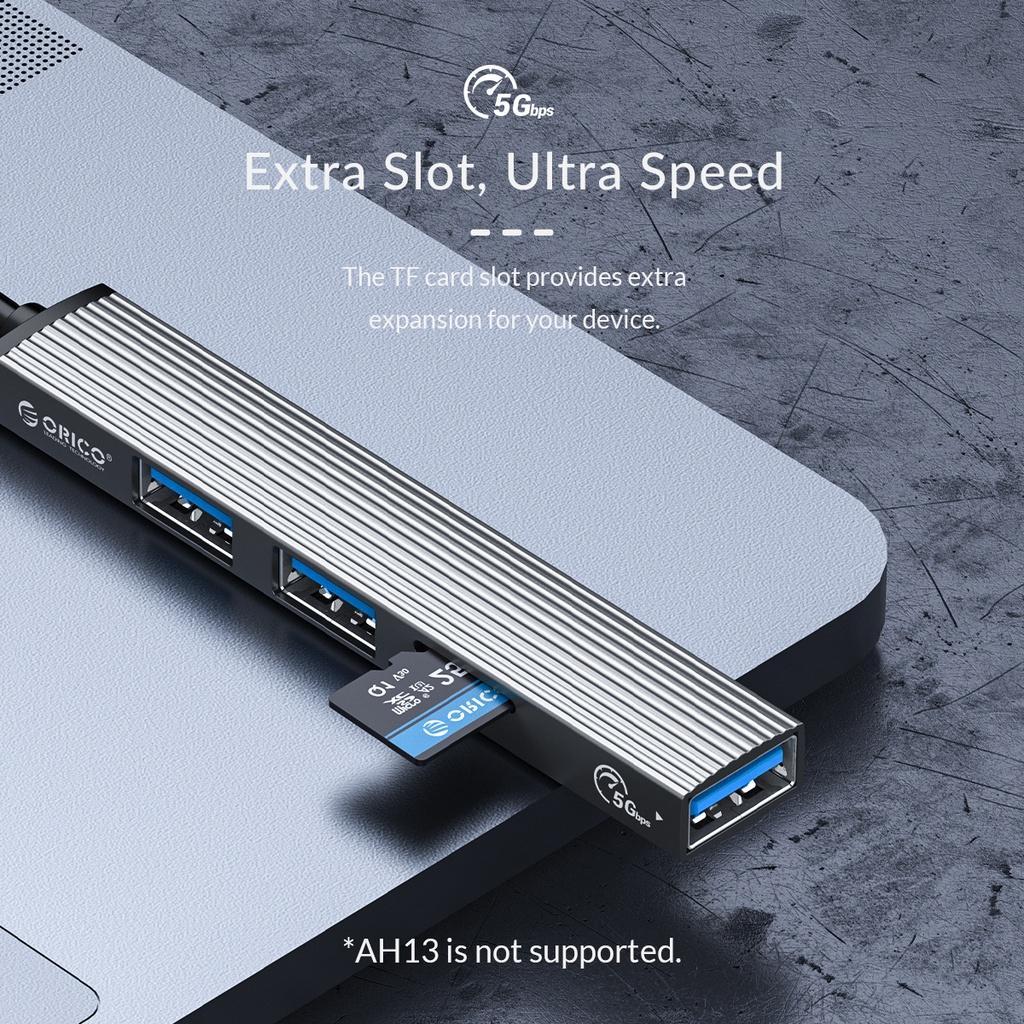 Bộ chia 4 cổng USB 3.0 2.0 ORICO hỗ trợ đọc thẻ nhớ AH-12F tiện dụng