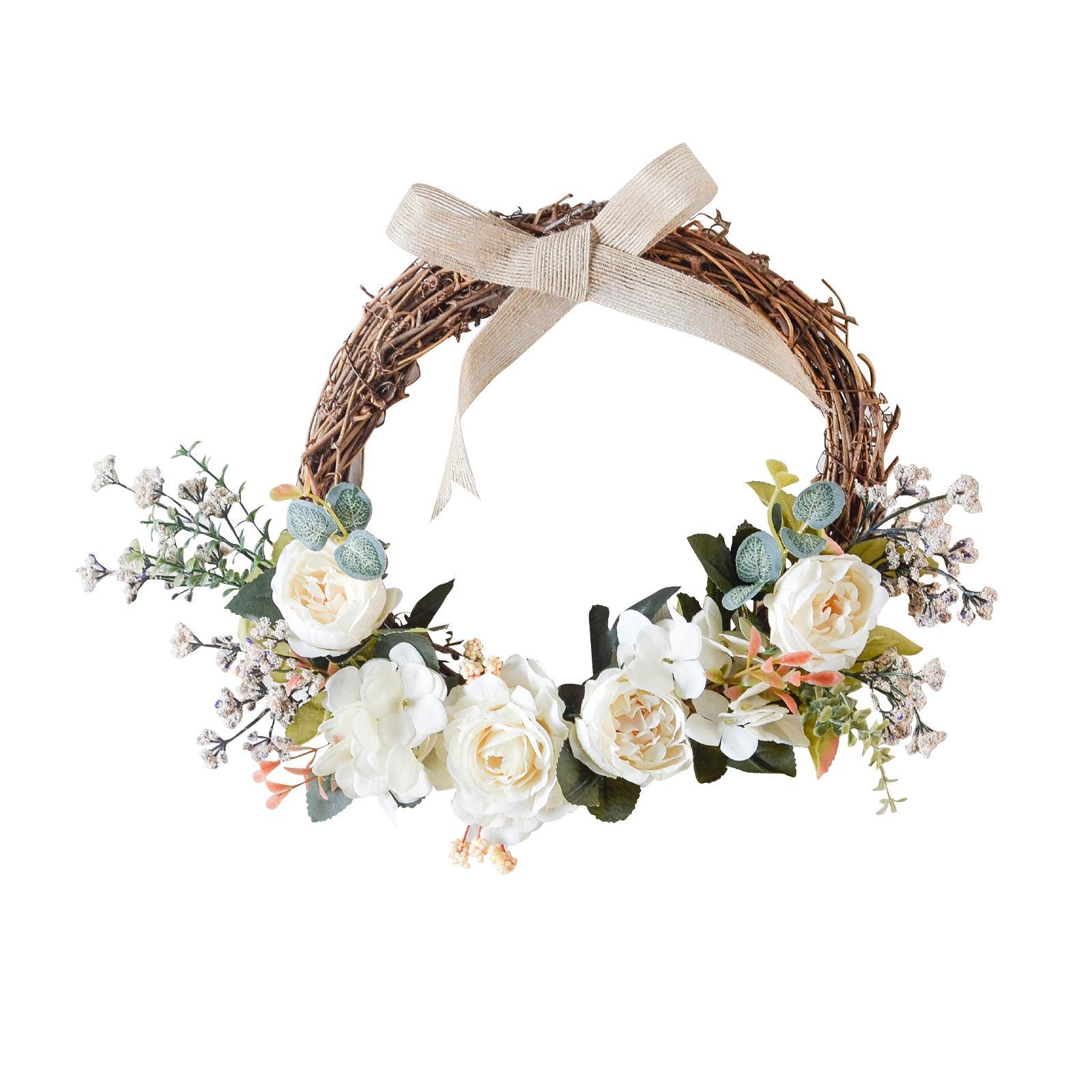 Artificial Flower Wreath Farmhouse Garland Door Wreath for Holiday Party