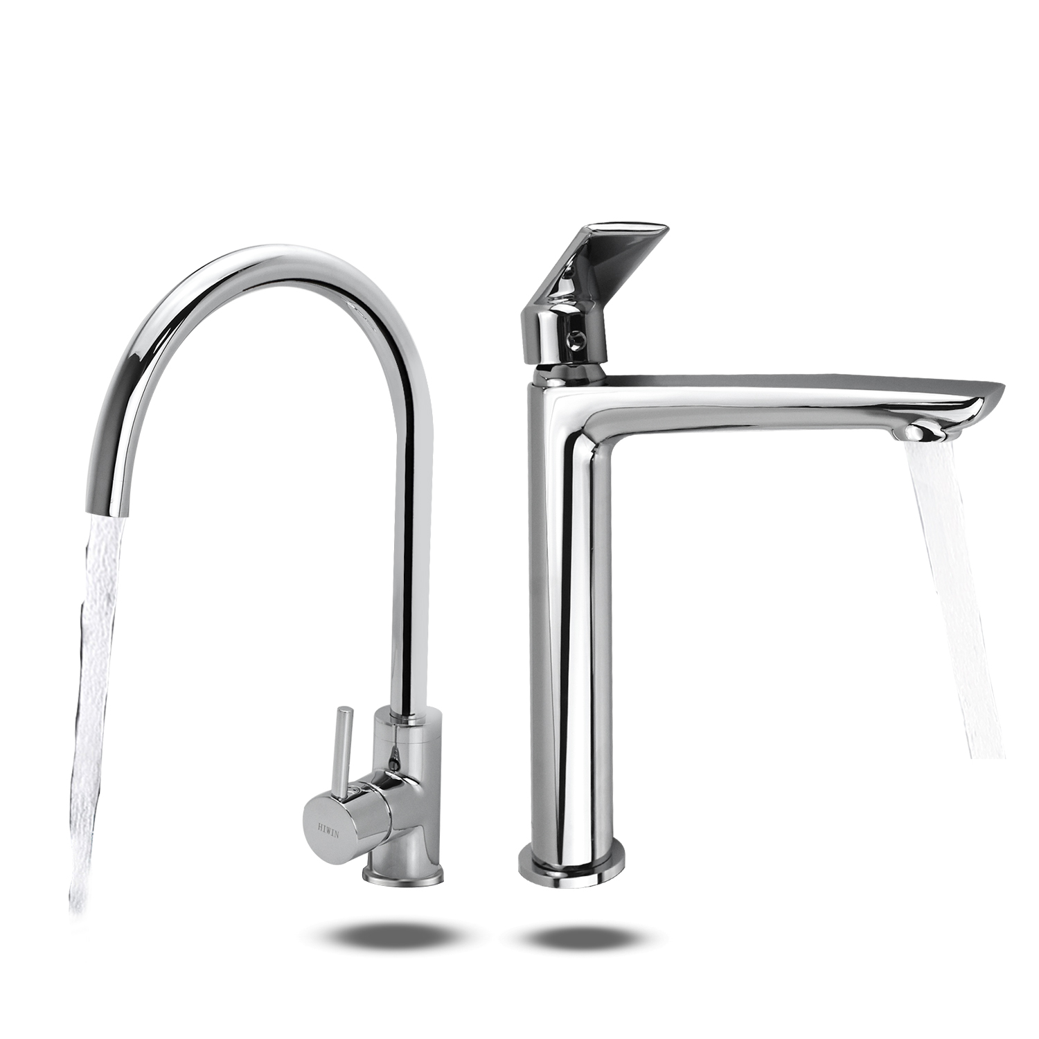 Combo vòi bếp KF-923 + vòi lavabo KF-765 đồng gương sáng bóng cao cấp Hiwin