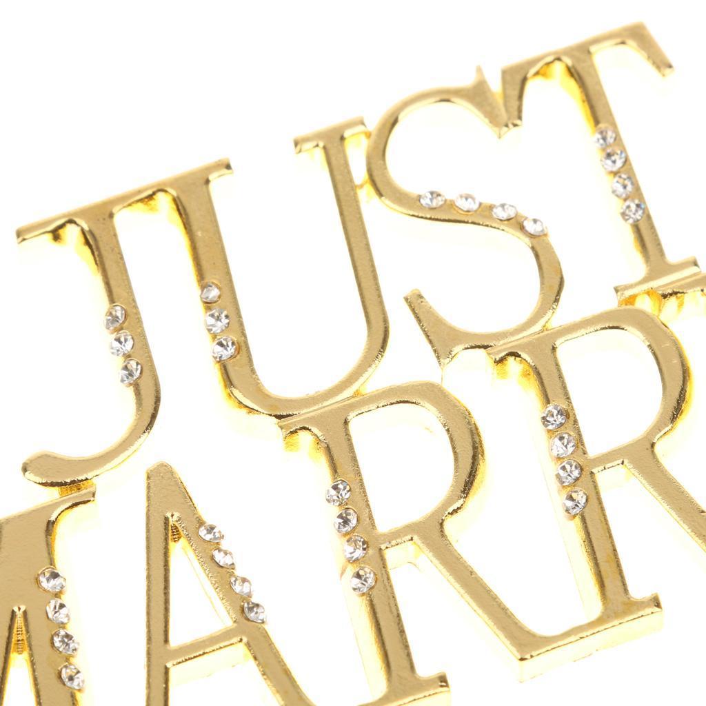 Gold Shining JUST MARRIED Cake Topper Wedding Engagement Cake Decor