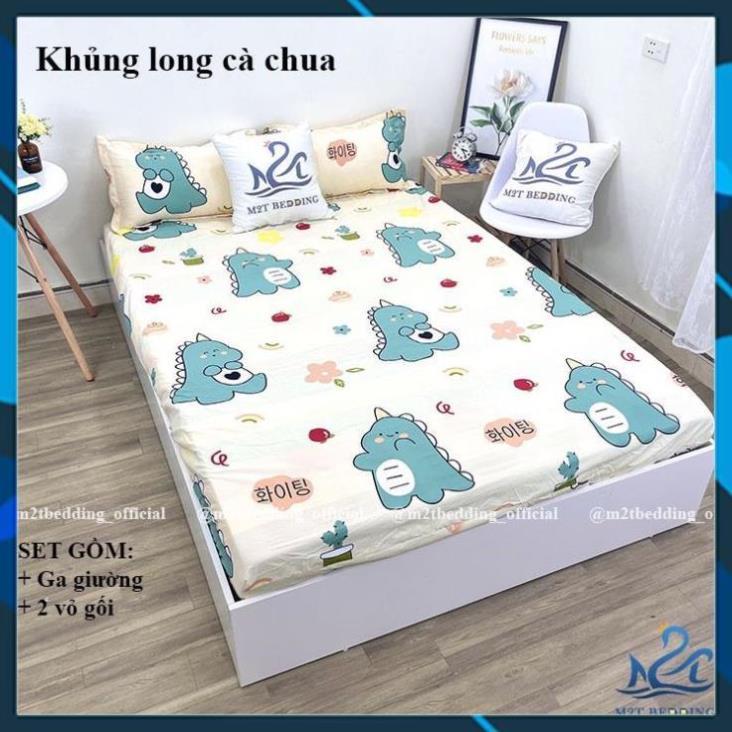 - Bộ 3 món ga gối Cotton Poly Hàn Quốc drap giường và 2 vỏ gối