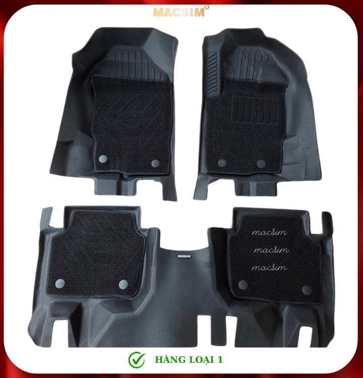 Thảm lót sàn ô tô 2 lớp cao cấp dành cho xe Ford Everest 2016-2022 (sd) nhãn hiệu Macsim chất liệu TPE màu đen