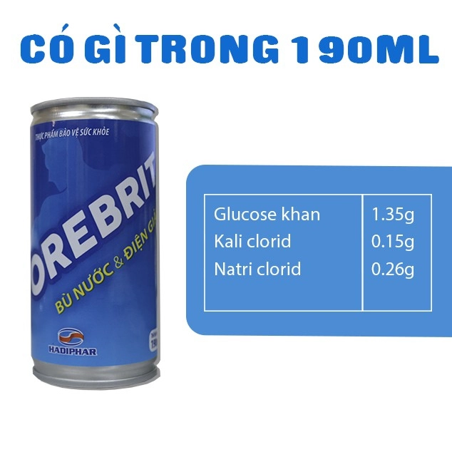 Bổ sung nước và các chất điện giải Orebrit Hadiphar Lon 190ml