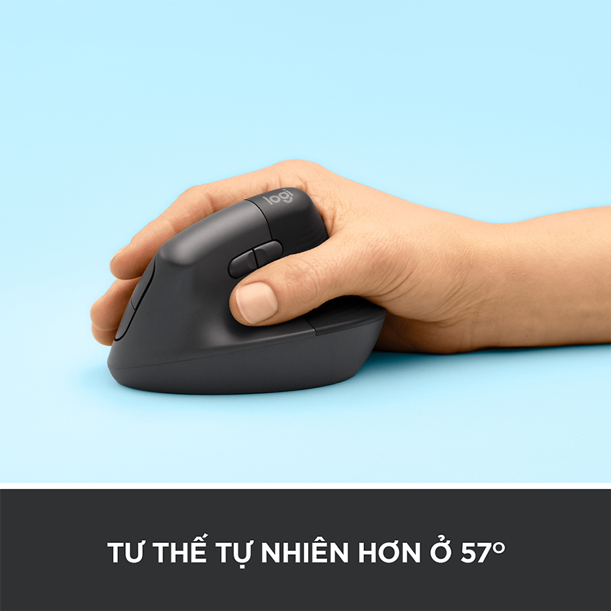 Chuột công thái học không dây Logitech Lift Vertical Ergonomic Đen-Hàng Chính Hãng