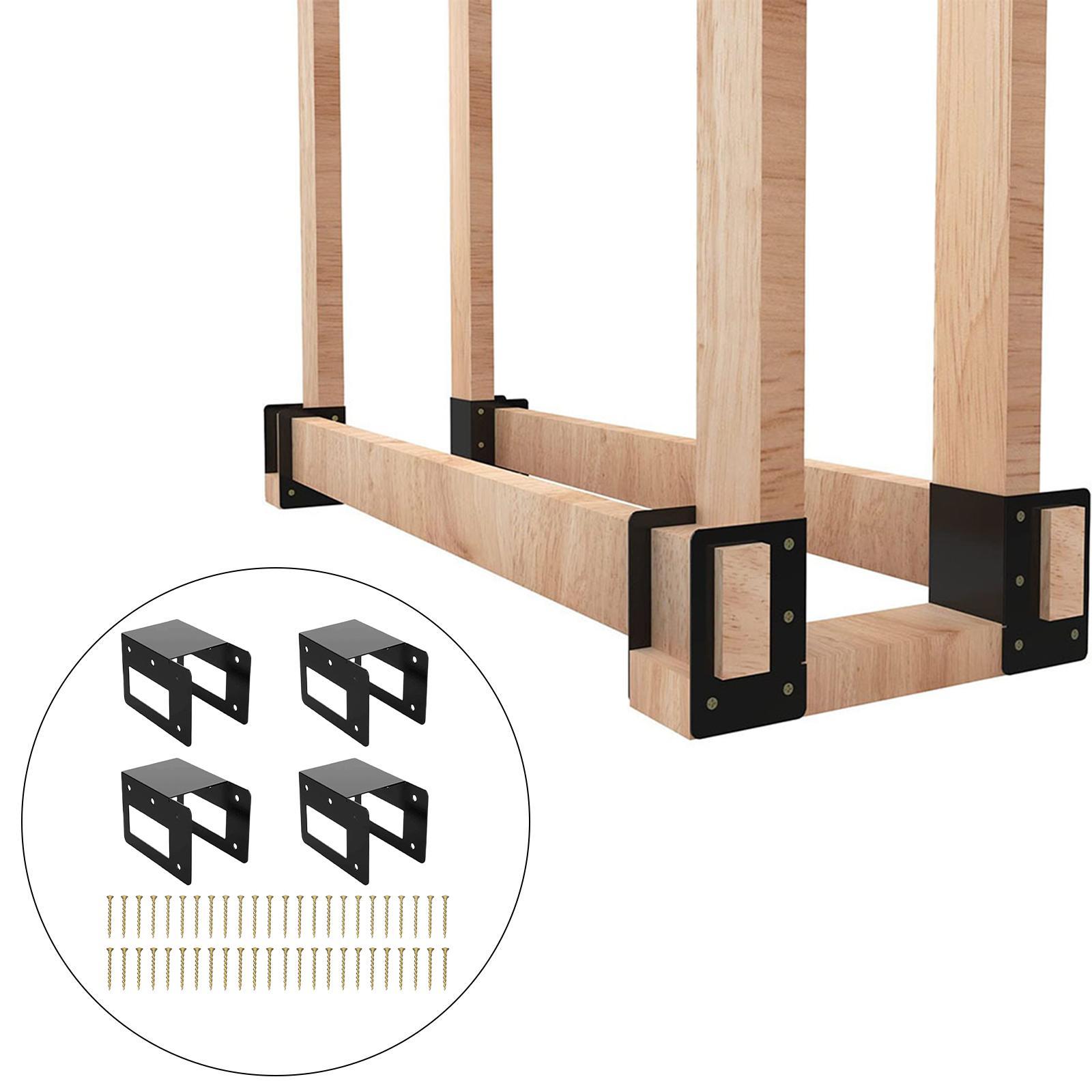Firewood Bracket Storage Holder Outdoor Indoor Log Rack Storage