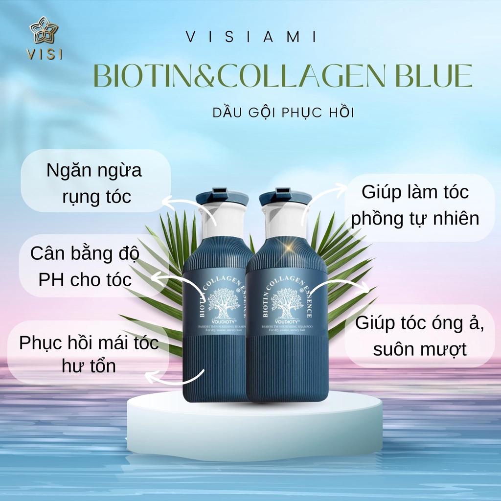 [+Tặng mũ trùm] Dầu gội xả phục hồi hương nước hoa Biotin Collagen Essence Blue 500ML chính hãƞg