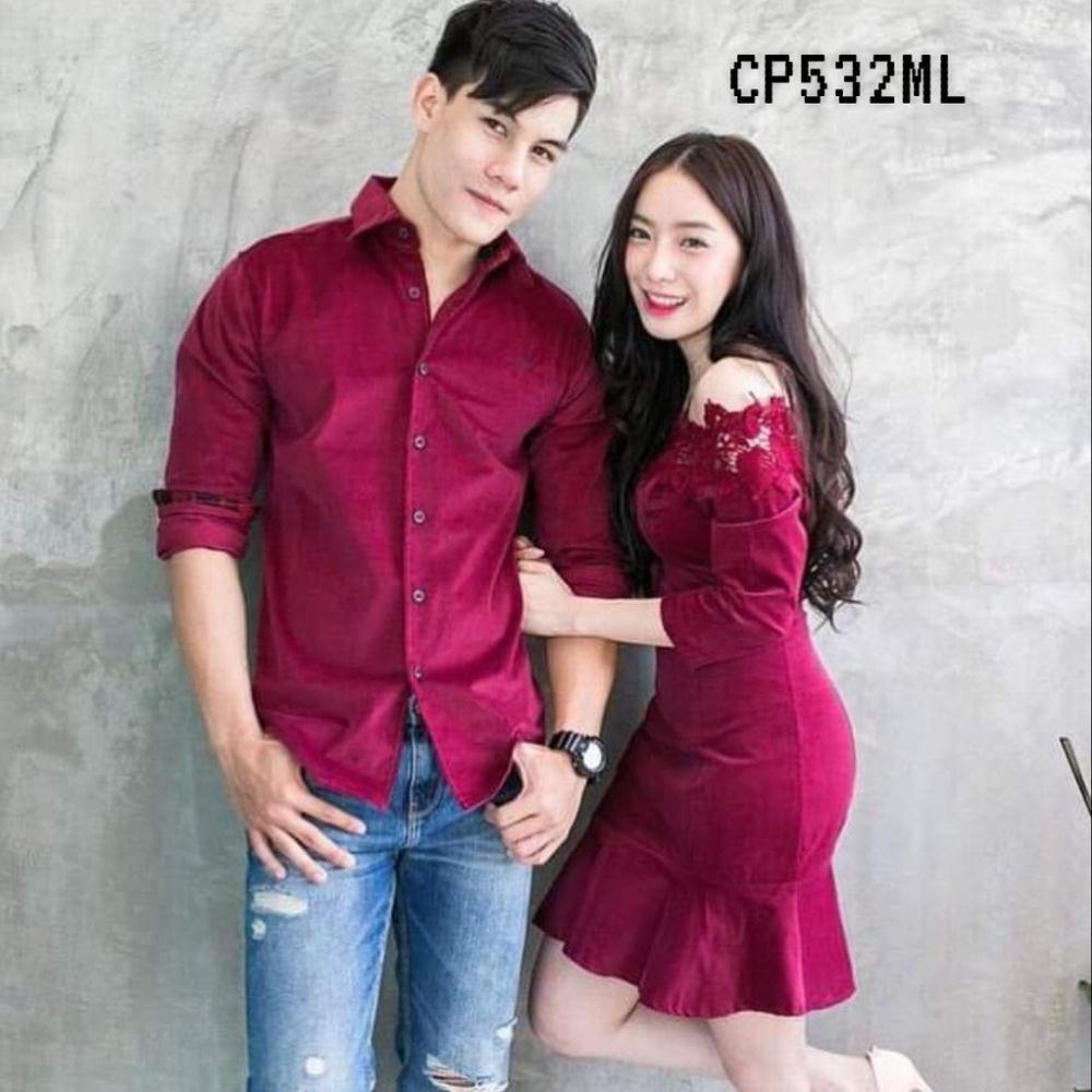 Đồ đôi nam nữ Áo đôi áo cặp Hàn Quốc Couple váy đuôi cá sơ mi đẹp màu đỏ đô