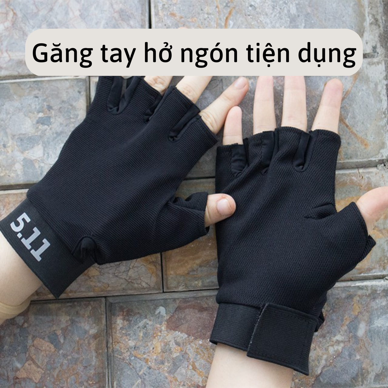 Găng tay phượt hở ngón 511, phụ kiên lái xe, tập Gym cao cấp