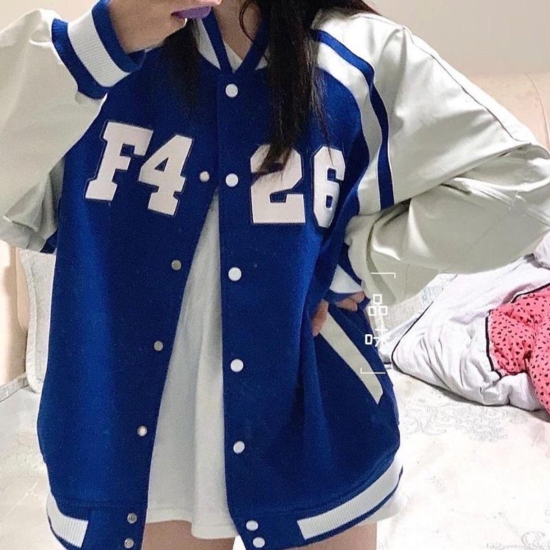 Áo khoác bomber độn bóng chày Nhật Bản polyester nhật mới mùa thu và mùa đông retro áo