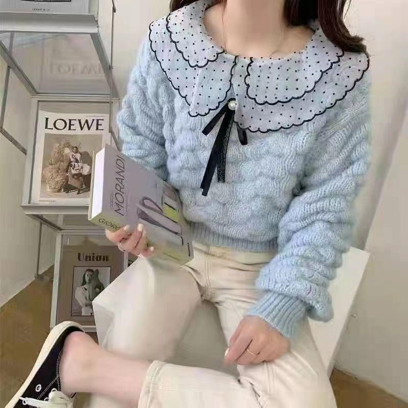 Áo Len Nữ Dệt Kim Dáng Rộng Cổ Bẻ Thiết Kế Mới Mùa Thu Đông Đẹp (D028)