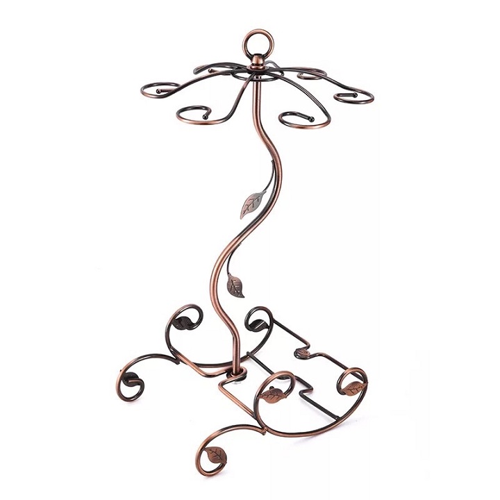 Giá Treo Ly và Kệ Để Rượu Vang Decor Màu Đồng Loại 6 Ly Cao Cấp