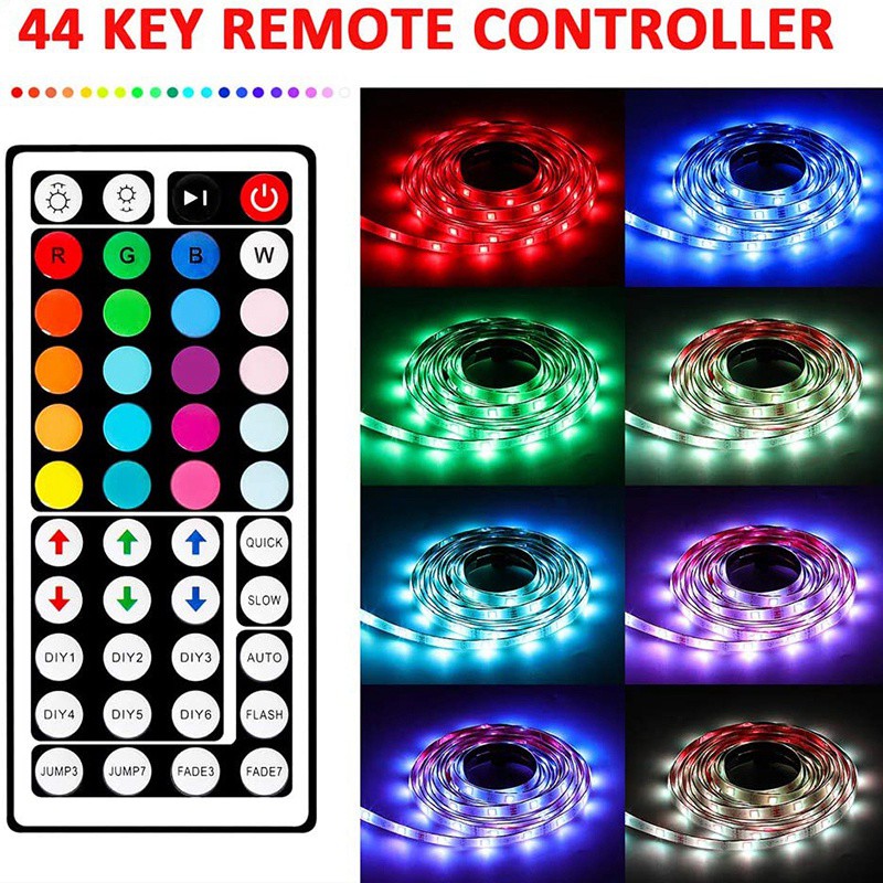 Đèn led Tiktok Đổi Màu RGB cuộn 5m 5050 Có Điều Khiển Từ Xa 44 Phím (Silicon Chống Nước)