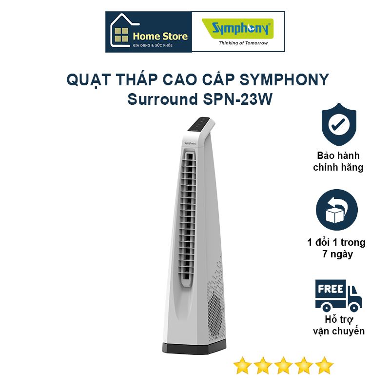 Quạt tháp cao cấp SYMPHONY SPN-23W màu trắng - Hàng chính hãng