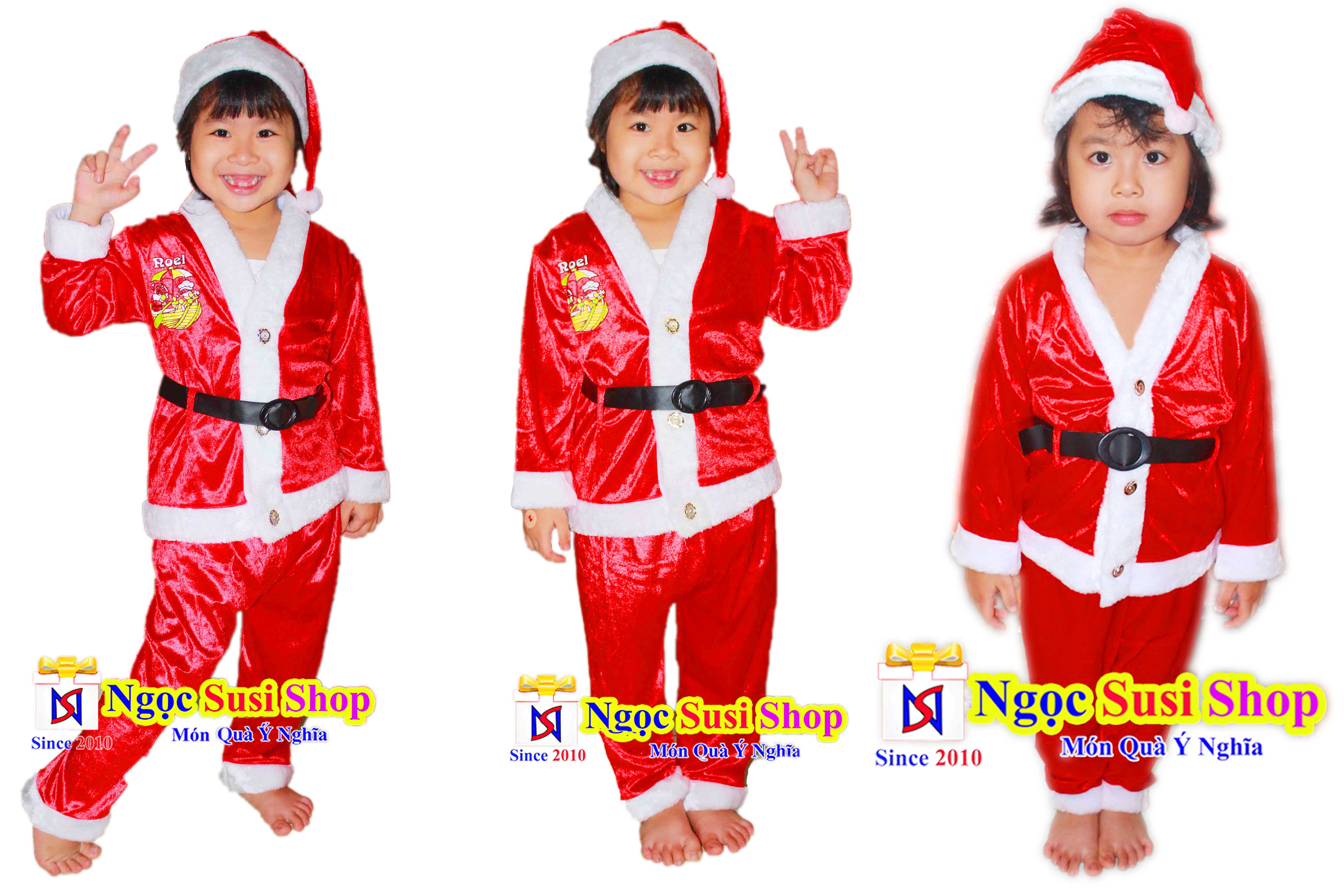 BỘ ĐỒ NOEL CHO BÉ CHẤT VẢI NHUNG DÙNG ĐI CHƠI LỄ SỰ KIỆN CHỤP ẢNH - QUẦN ÁO ÔNG GIÀ NOEL CHO BÉ