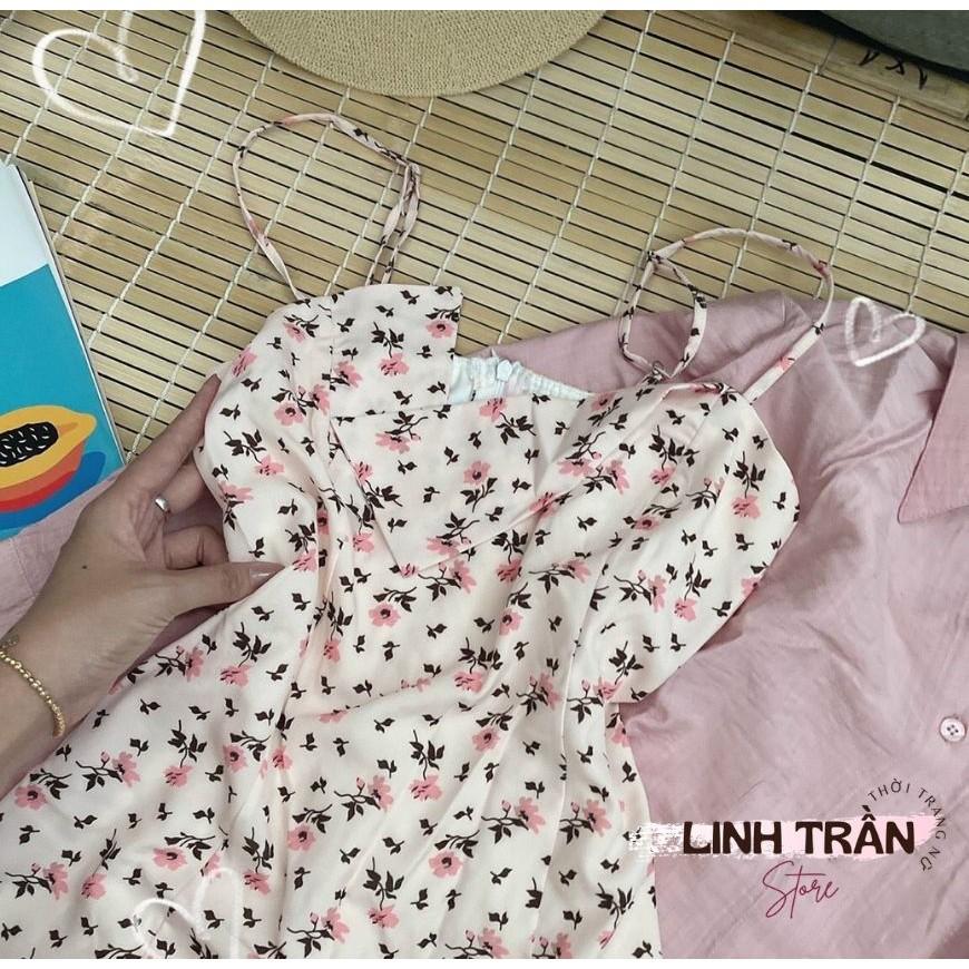 Sét Đầm 2 Dây Hoa Nhí Mix Áo Sơ Mi Váy 2 Dây Hoa Mix Áo Sơ Mi Nữ Linh Trần Store