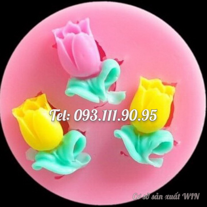 Khuôn rau câu silicon 3 hoa Tulip – Mã số 1675