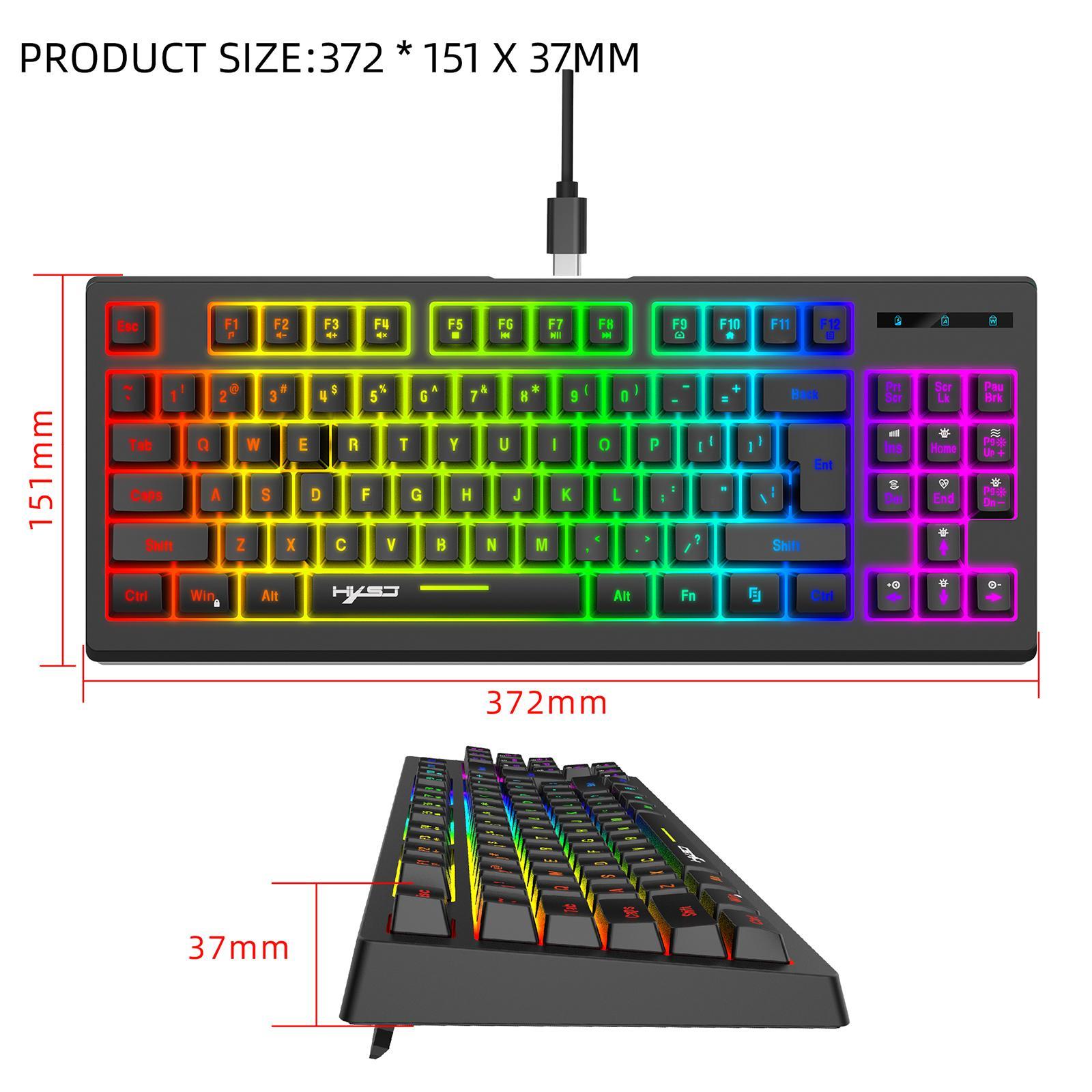 87Keys 2.4G Wireless Mechanical Keyboard, RGB Backlight USB2.0 Receiver Indicator Light L100 Gaming Keyboard, for Office Notebook Home Study
