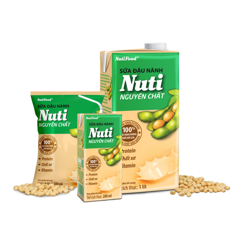 Thùng 36 Bịch Sữa đậu nành Nuti Nguyên Chất Bịch 200ml TU.NSDN01TI  NUTIFOOD