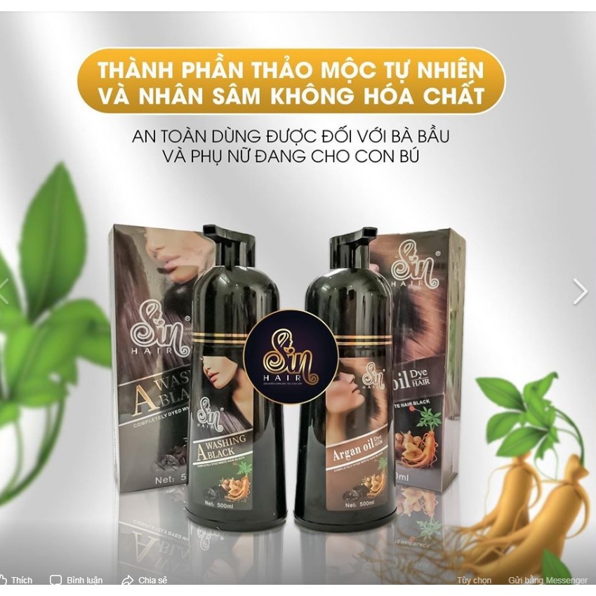 Dầu gội phủ bạc Sin Hair 500ml thảo dược thiên nhiên Nhật Bản