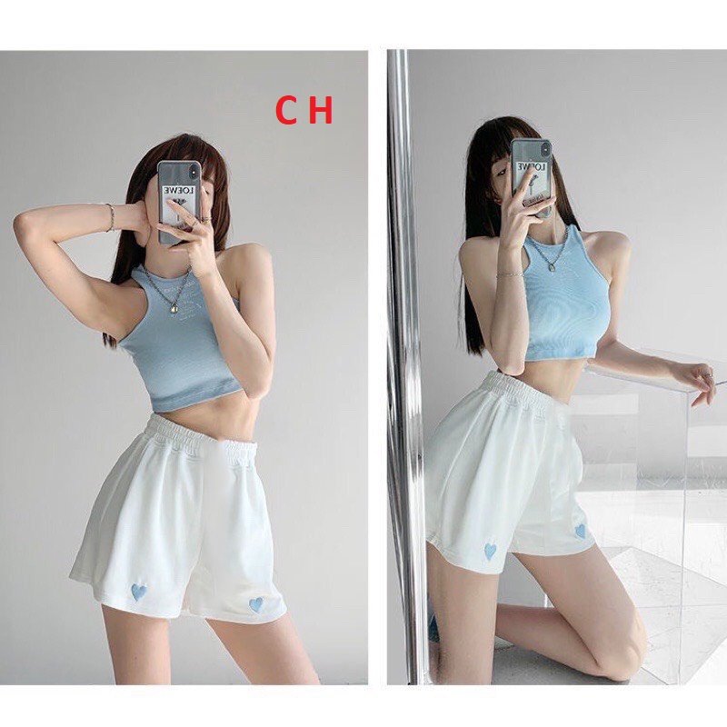 Quần sooc tim xanh lưng chun siêu đẹp