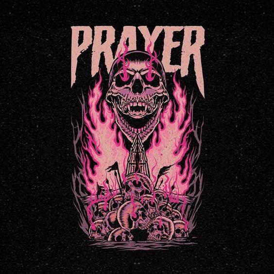 Áo hoodie nam Wright đầu lâu lửa Prayer streetwear 2021
