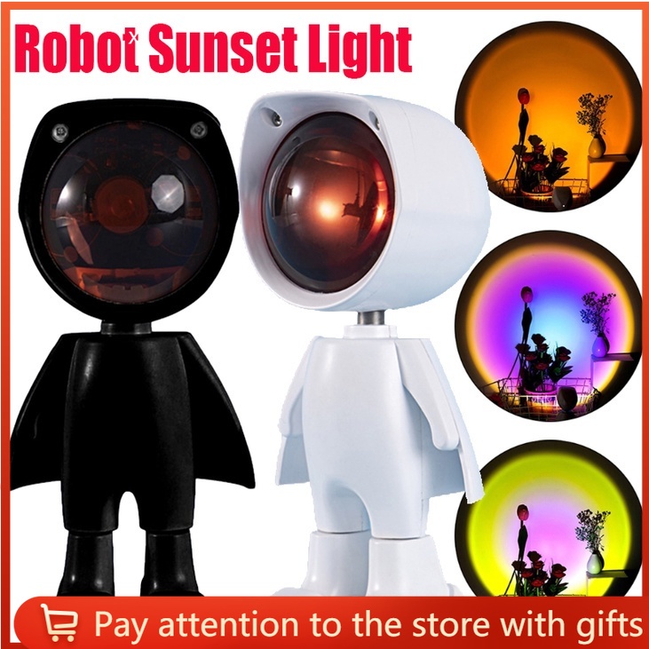Đèn LED Sunset Robot Cảm Ứng XT4A Quay Tiktok - Decor Siêu Hot, Đèn Chiếu Màu Hoàng Hôn Tạo Hình Độc Đáo, Đèn Sống Ảo USB Màu Sắc Cầu Vồng Hiện Đại Trang Trí Phòng Khách - Phòng Ngủ, Chụp Ảnh - Quay Video Livestream.