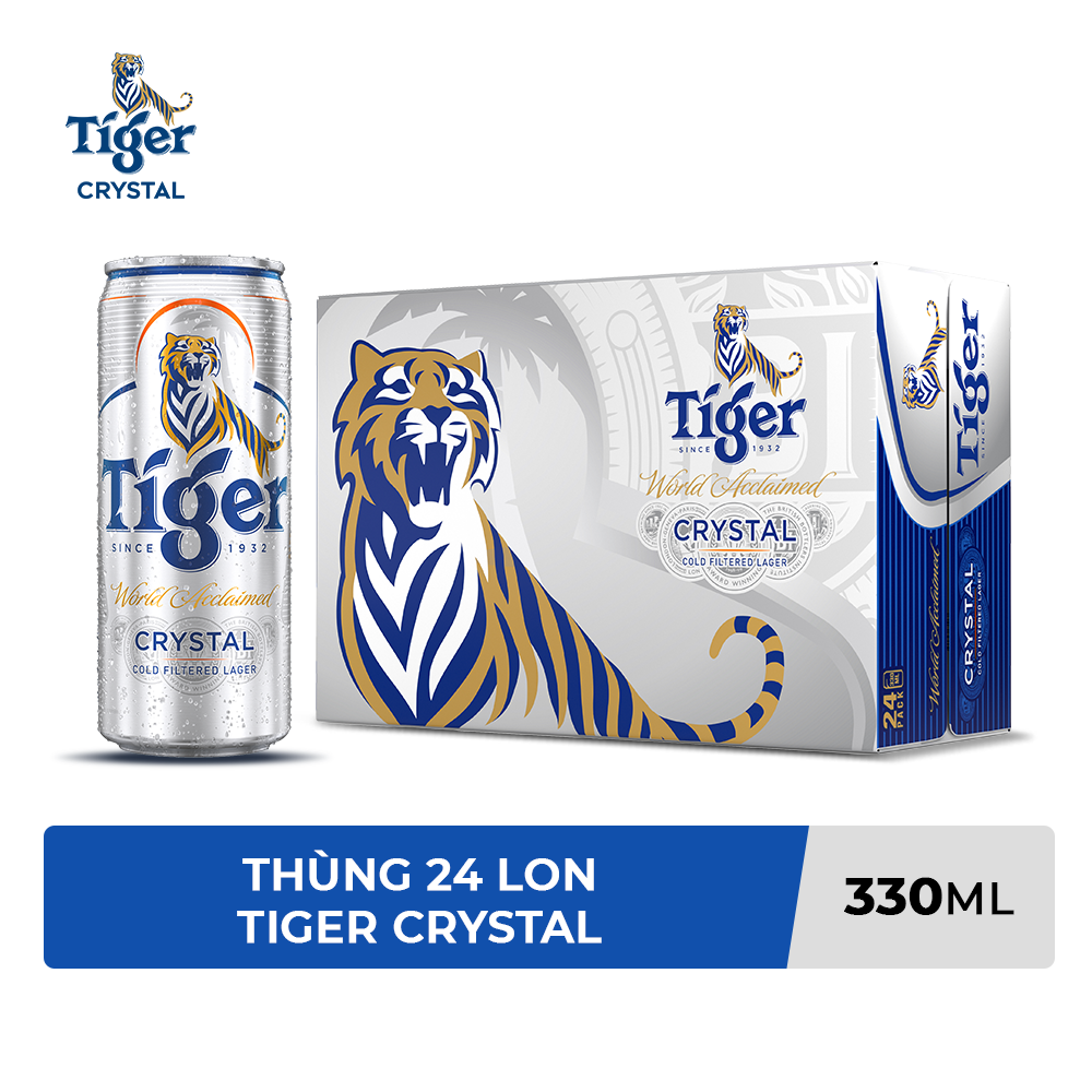 Thùng 24 lon Tiger Crystal lon cao mới (330ml/lon)