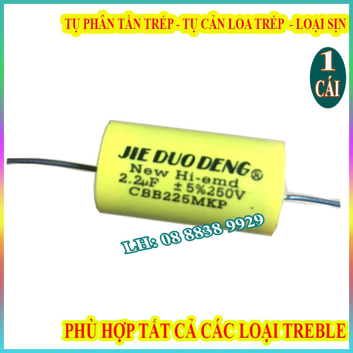 1 TỤ PHÂN TẦN CHO LOA TREBLE 2.2MF VÀNG - TỤ CHỐNG CHÁY TRÉP - TỤ CẢN LOA TRÉP HÀNG NHẬP KHẨU - GIÁ 1 CHIẾC