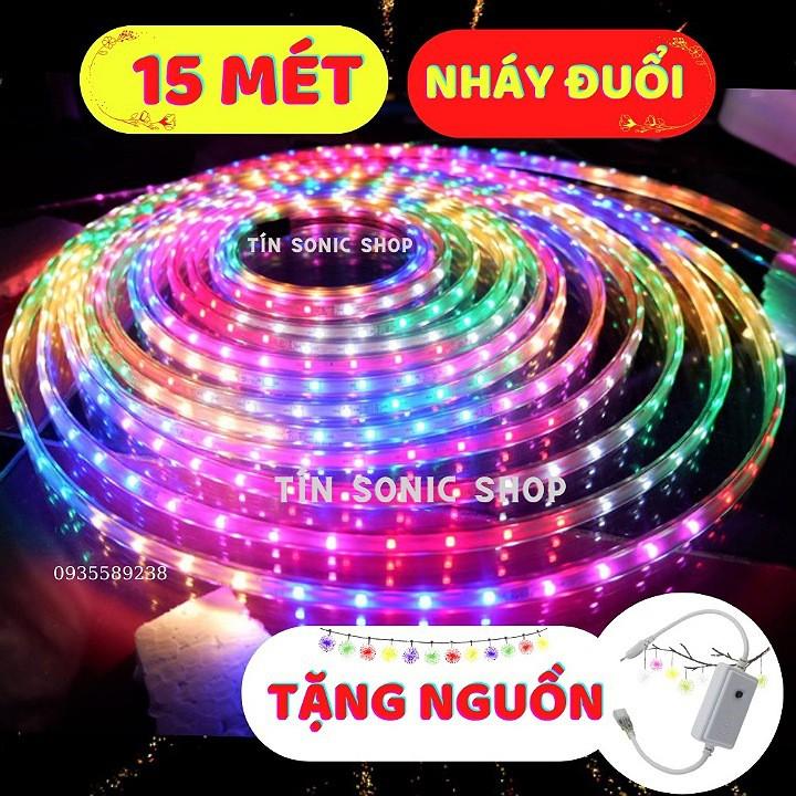 Đèn LED dây đuổi chạy 7 màu 12V chống nước tặng nguồn