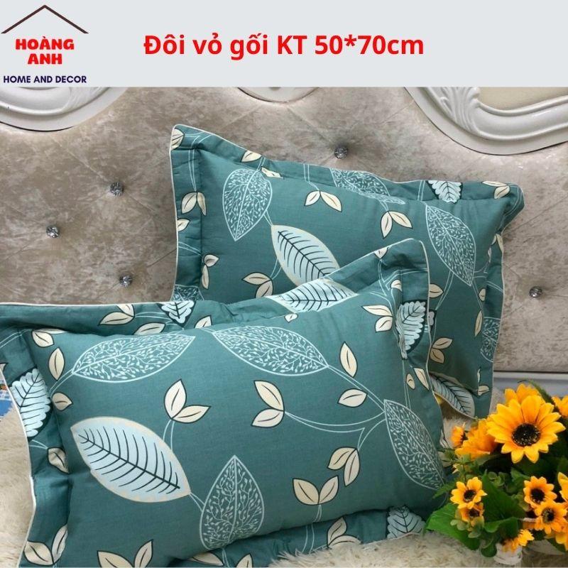 Vỏ gối cottong 100% trần bông hàng loại 1 họa tiết hoa lá KT 50*70cm