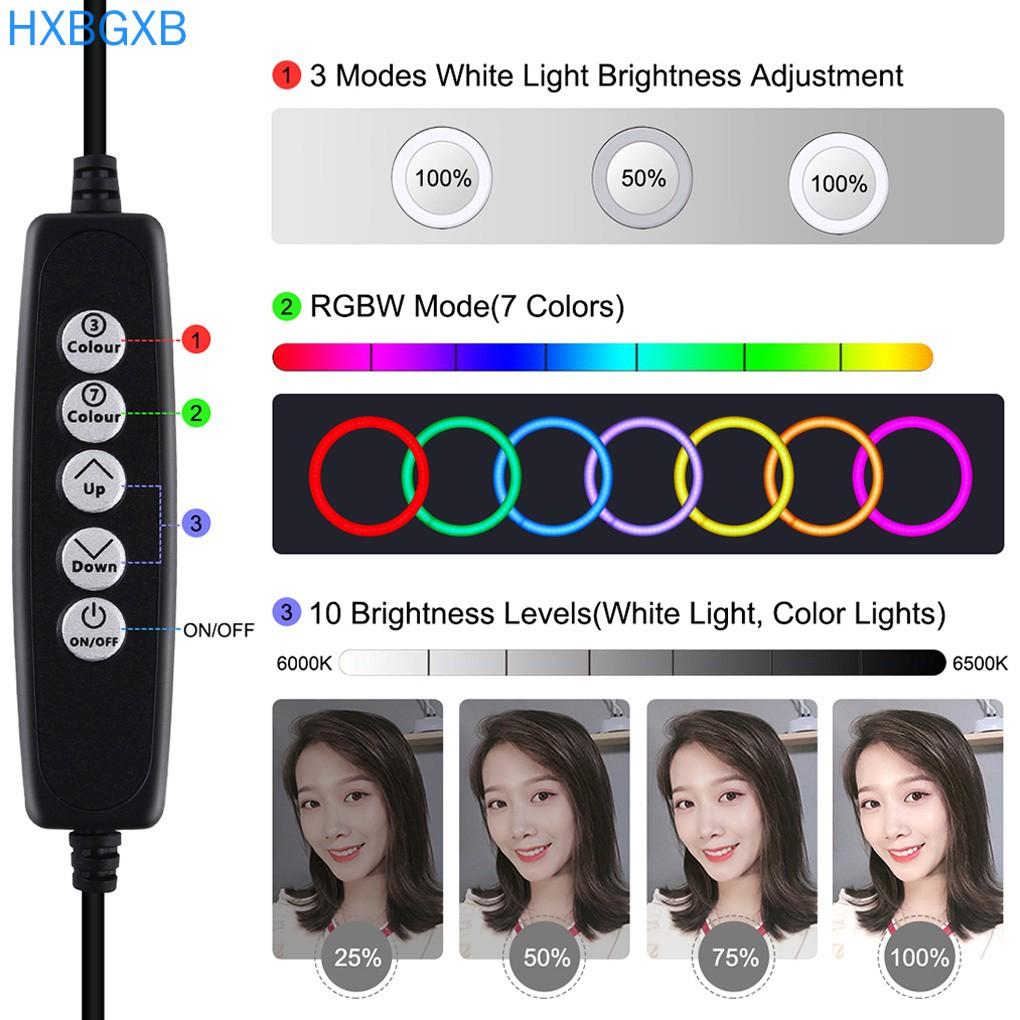 Vòng Đèn Led Tròn Hxbg - 4.7 Inch Rgbw Kèm Phụ Kiện Cho Máy Ảnh