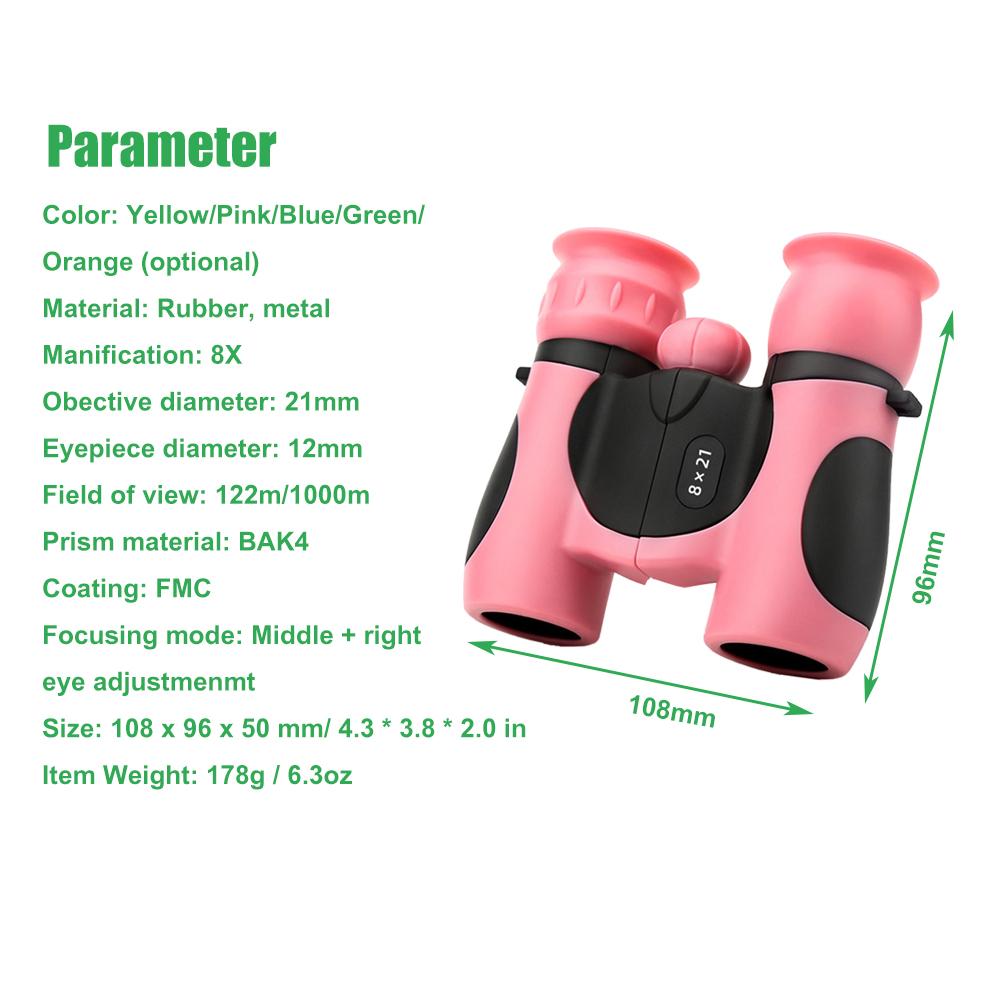 Binoculars for Kids 8x21 High-Resolution Kids Binoculars Gift Set for Boys Girls Portable Kids Binoculars for Bird