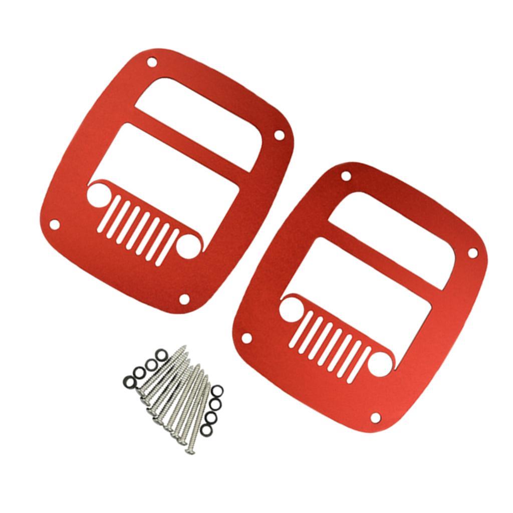 2 Pieces Flat Tail Light Lamp Cover Protector Guard For Jeep Wrangler Red