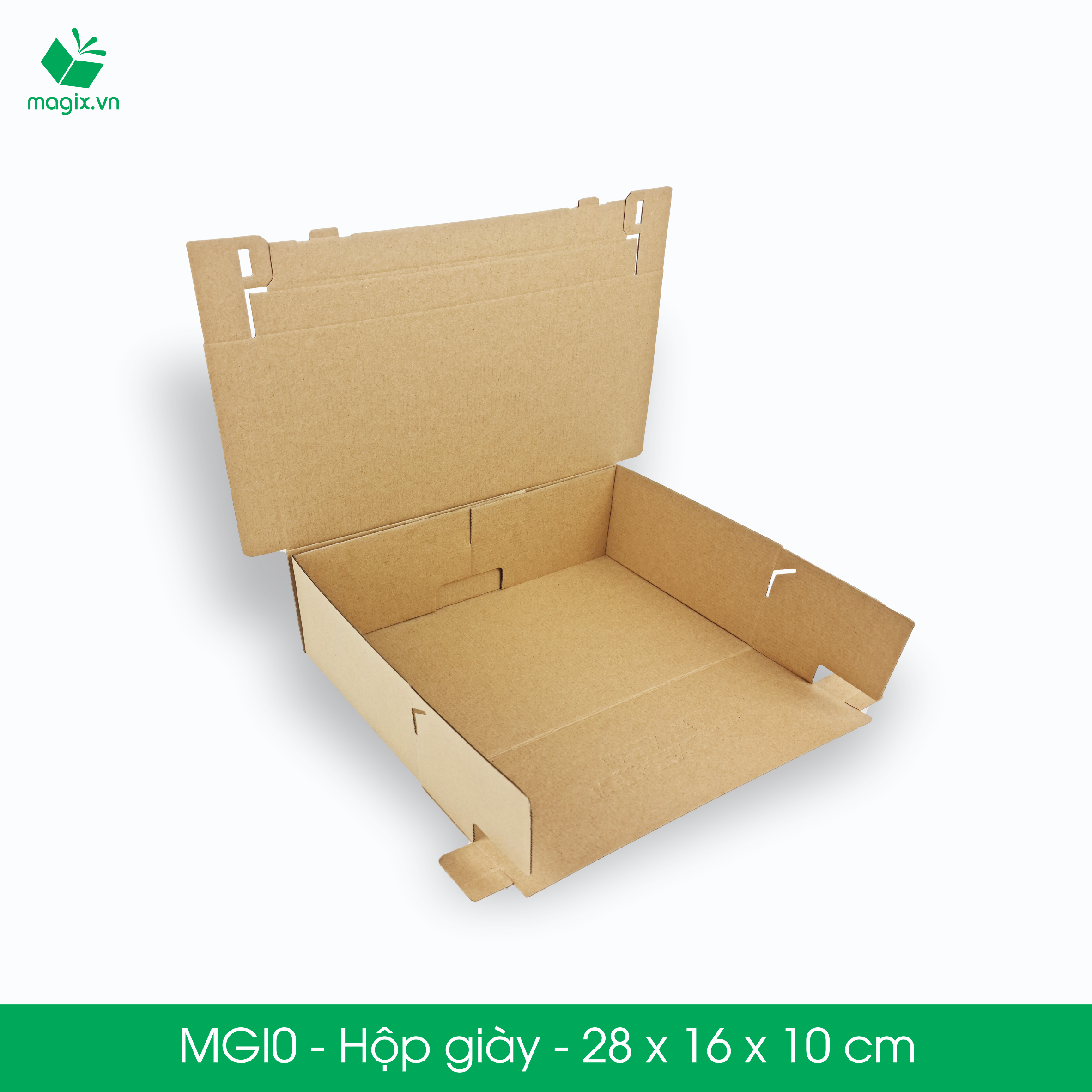 MGI0 - 28x16x10cm - 50 Hộp giày - Thùng hộp carton trơn đóng hàng