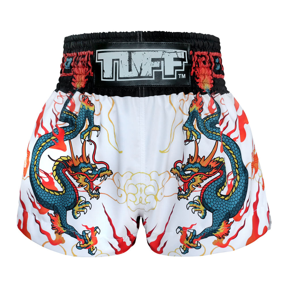 Quần TUFF Muay Thai White With Blue Dragon