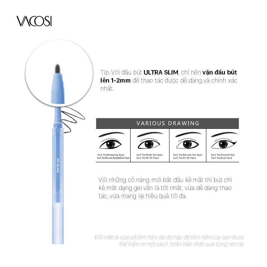 CHÌ GEL KẺ MẮT VACOSI Styling Twist Liner - VM26