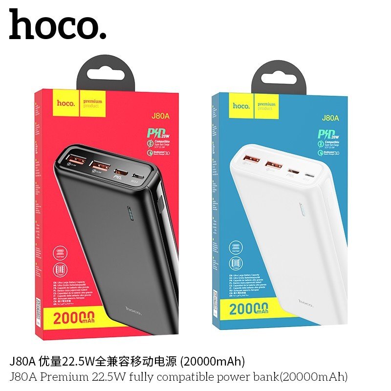 Pin Sạc Dự Phòng Hoco Sạc Nhanh J80A PD20W QC3.0 20000Mah 22.5W Hàng Chính Hãng