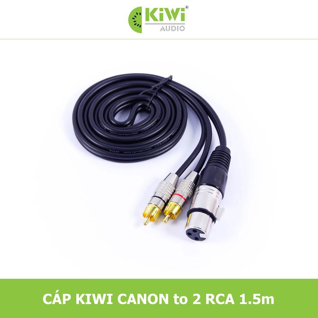 Dây canon âm ra 2 AV hoa sen Kiwi, dây audio lõi đồng, dây tín hiệu từ vang xuống sub, hàng chính hãng