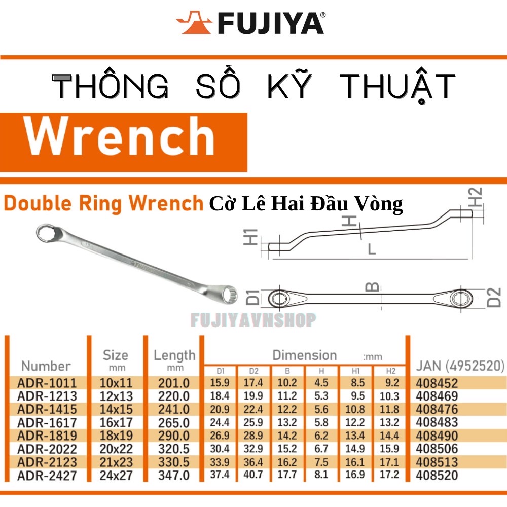 Cờ lê hai đầu vòng Fujiya ADR