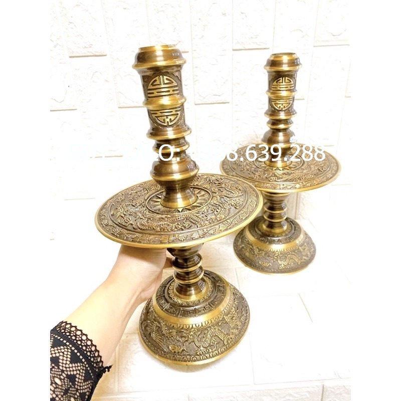 ĐÔI NẾN ĐỒNG CAO 39 CM NẶNG 5 KG RÔNG CẠO CHẤT LIỆU BẰNG ĐỒNG