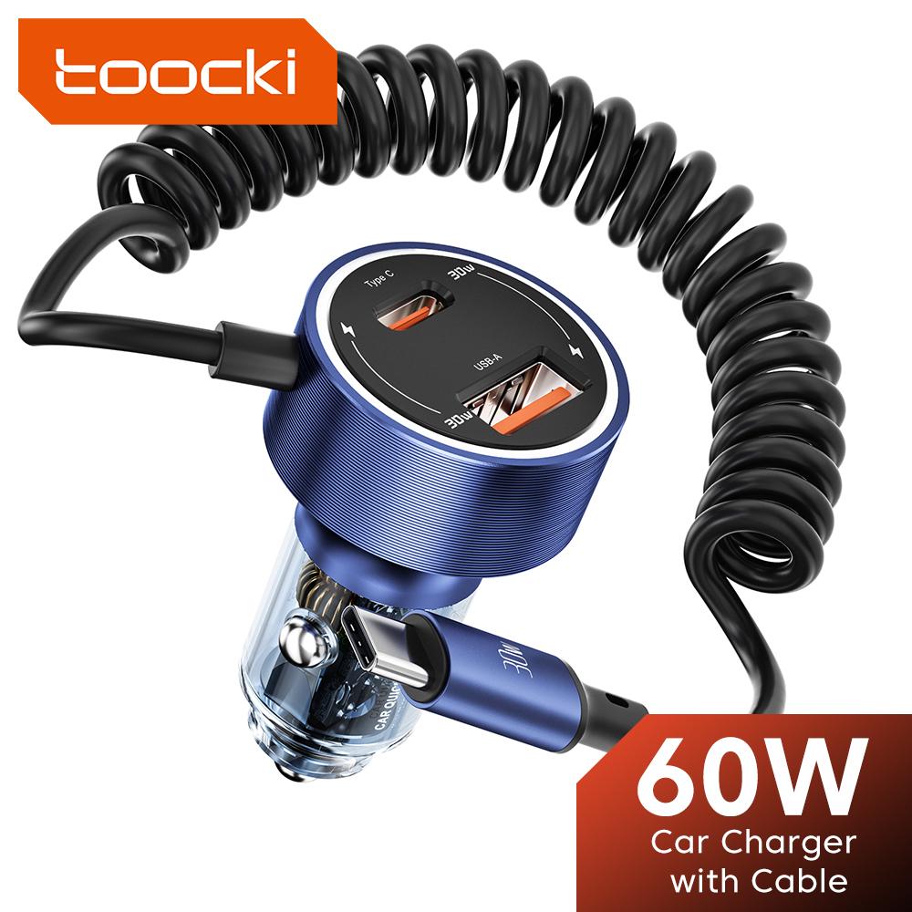 Toocki 60W USB A Type C Cổng kép Bộ sạc xe PD sạc nhanh