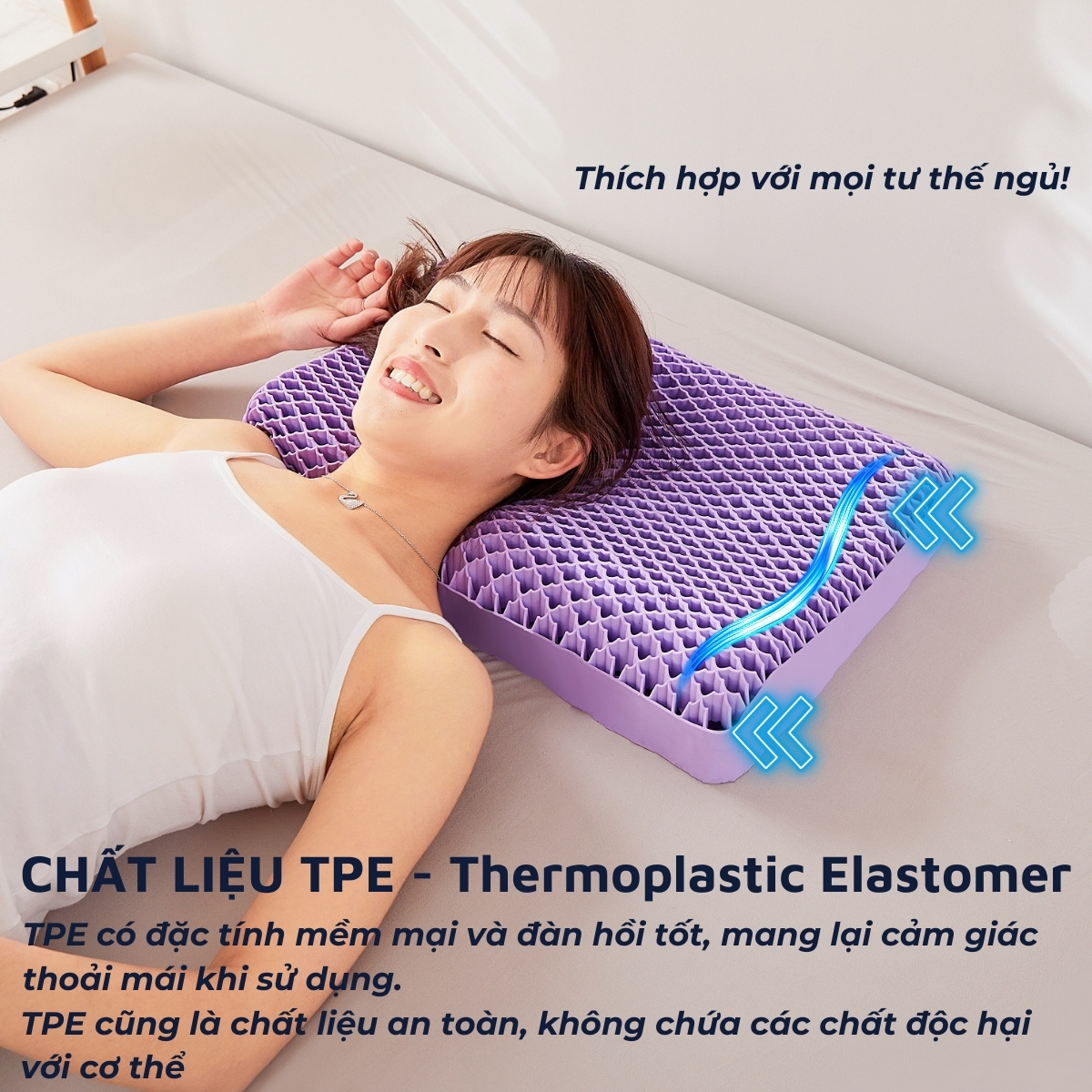 Gối công thái học TPE DandiHome - chống đau cổ vai gáy