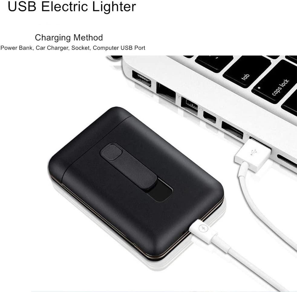 Hộp đựng kèm bật lửa HỘP 20 điếu thông thường xách tay King Size Bật lửa USB Bật lửa điện Windproof không lửa 2 trong 1 có thể sạc lại