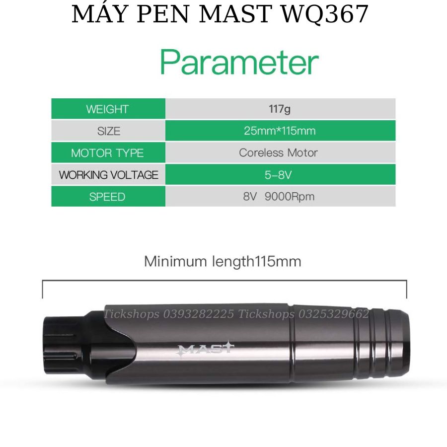 MÁY PEN MAST WQ367 dạng bút  Dragonhawk P10 Tùy chỉnh Mast Động cơ không lõi