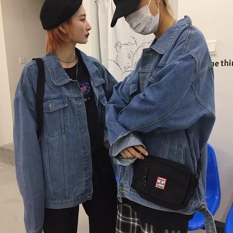 Áo khoác jeans trơn xanh