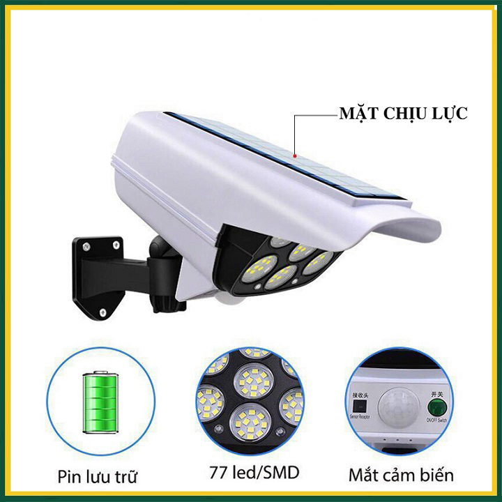 Đèn Năng Lượng Mặt Trời Giả Camera 77 Led Chống Trộm - Chống Nước - Có Điều Khiển Cảm Biến - Tiết Kiệm Điện