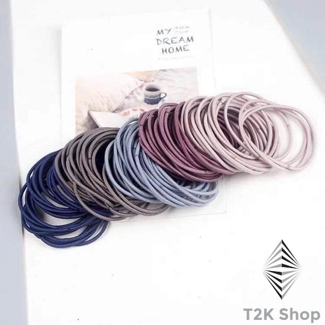 Set 100 dây buộc tóc co giãn phong cách hàn quốc đơn giản - T2K Shop