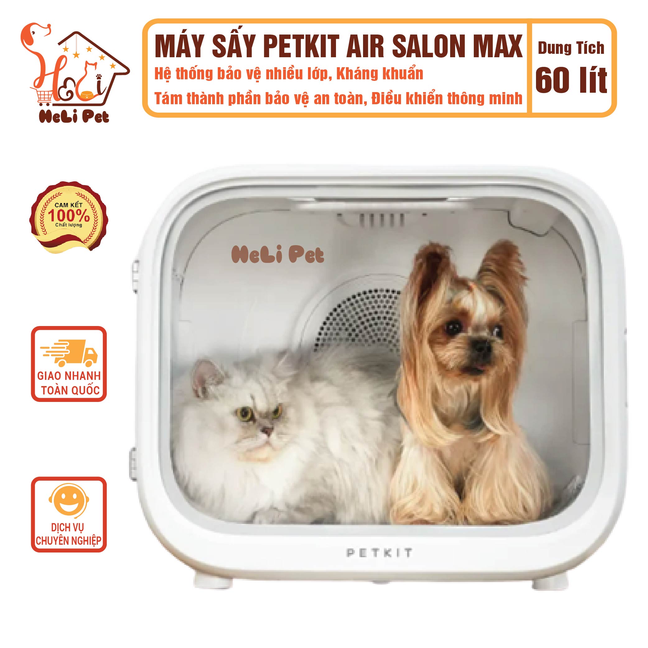 Lồng Sấy Tự Động Cho Chó Mèo, Máy Sấy Cho Chó Mèo Petkit Air Salon Max- HeLiPet
