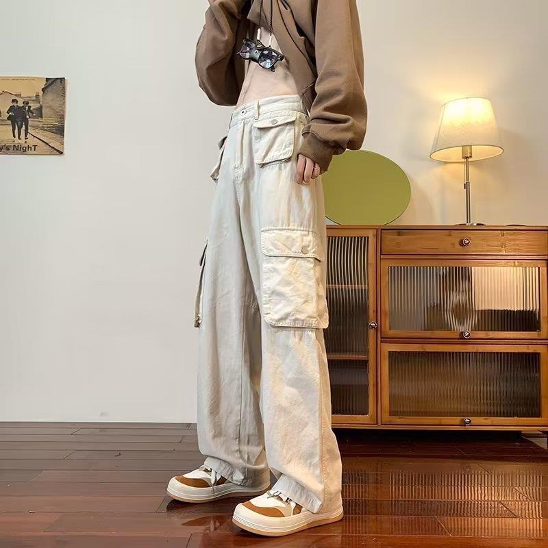 Quần kaki Cargo dài suông ống rộng túi hộp màu trơn form nam nữ unisex Quần baggy kaki style Ulzzang