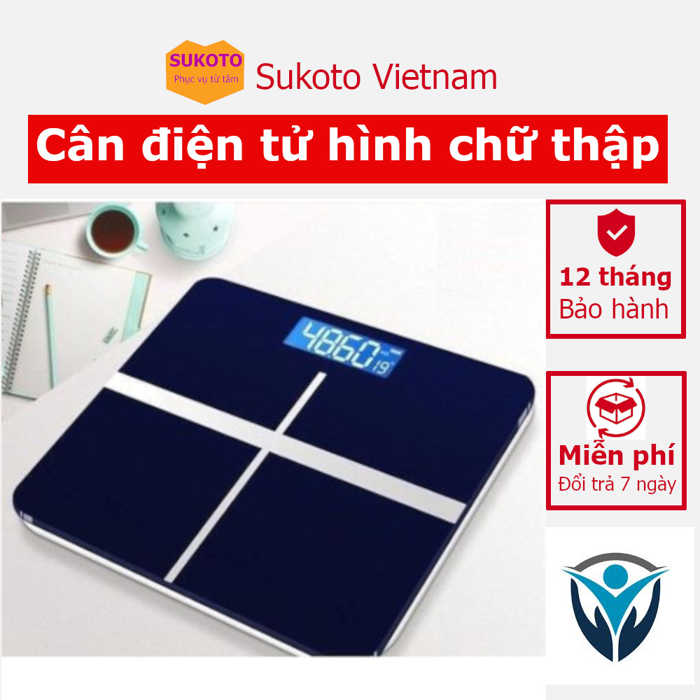 Cân Điện Tử Sức Khỏe - Cân Chữ Thập - Đo Nhiệt Độ Phòng